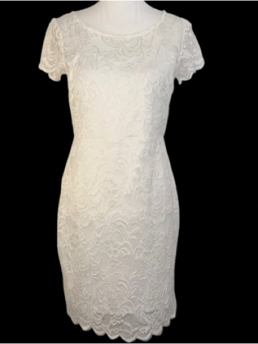 NWT ODCOCD White Lace Sheath Dress Medium Short Sleeve Bridal Shower Wedding
